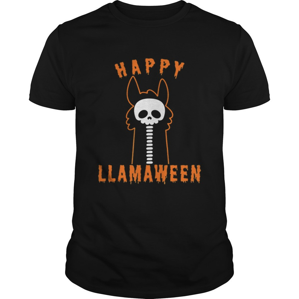 Halloween Llama Funny Happy Llamaween Shirt